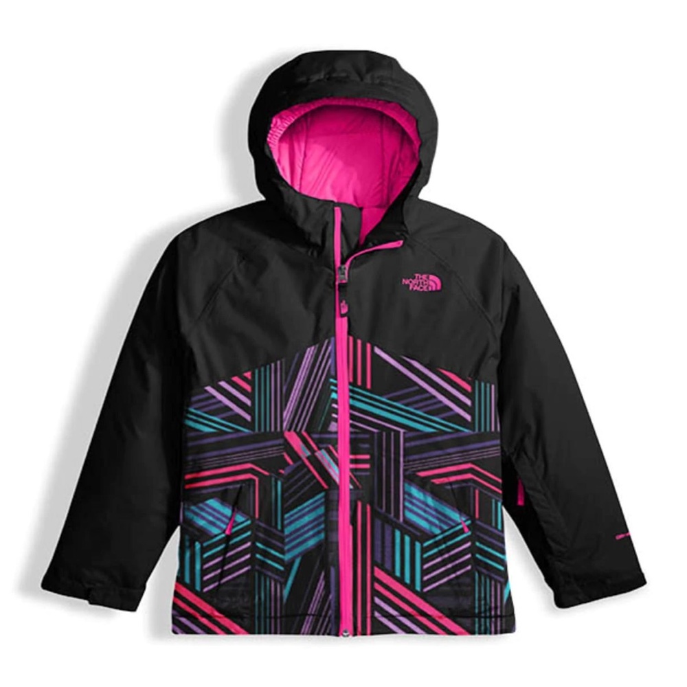 The North Face Ski Jacket w/ Striped Black Pink & Blue Accents - Like New